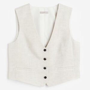 Linen blend suit vest